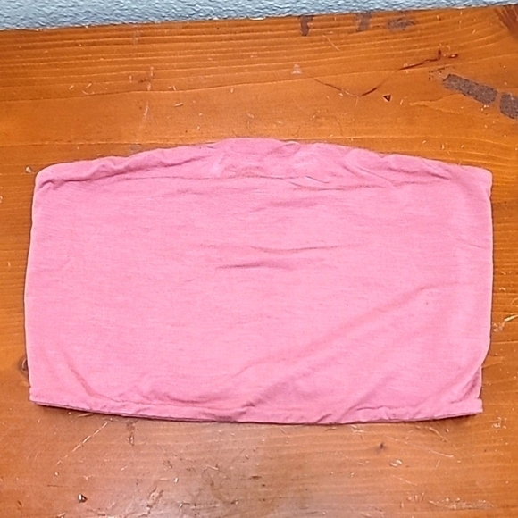 FREE PEOPLE INTIMATELY WOMEN'S RIBBED BANDEAU STRAPLESS LIGHT PINK BRA TOP SZ S - Picture 1 of 5